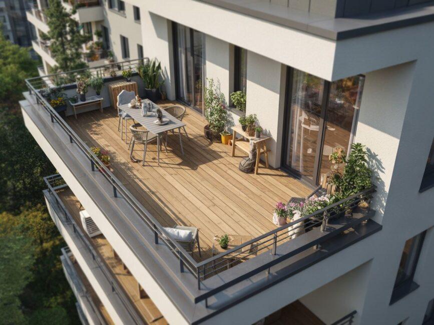 Balkon z deskami tarasowymi