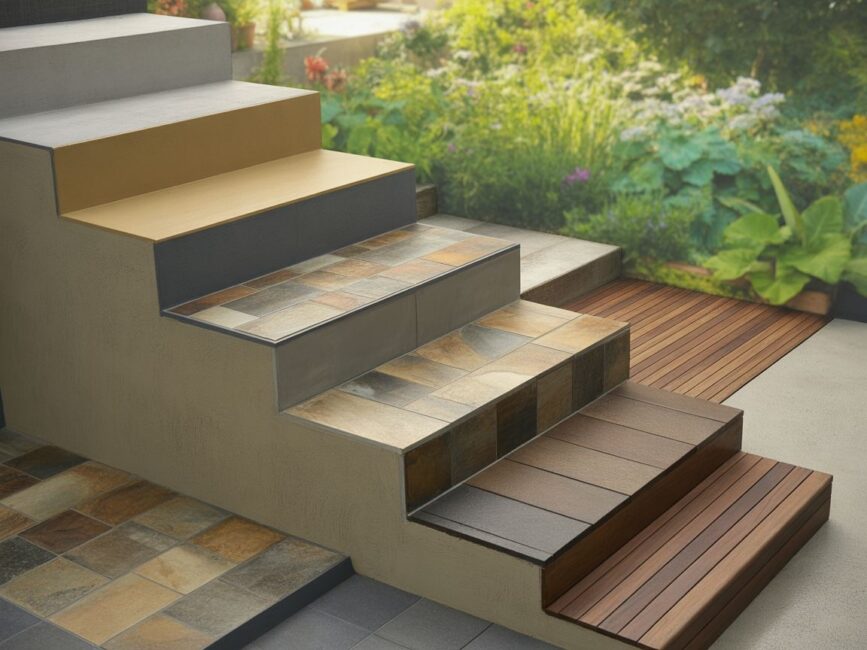 Betonowe schody z kompozytowymi deskami