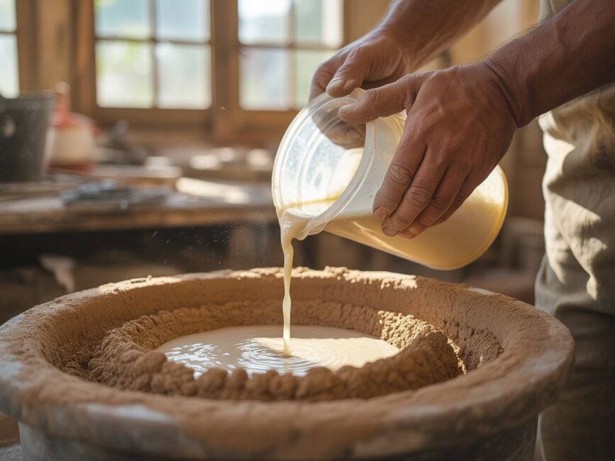 Dodawanie wody do gliny