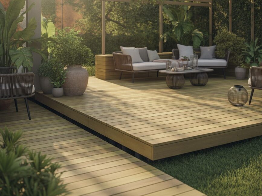 Drewniany taras na gruncie