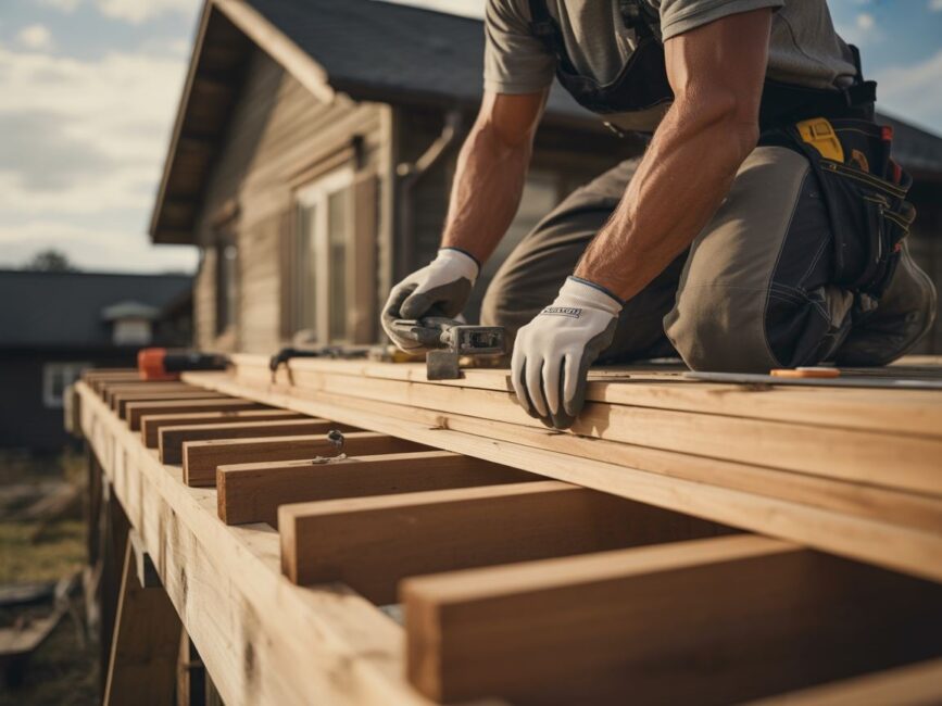 Drewniany taras przy kamienicy