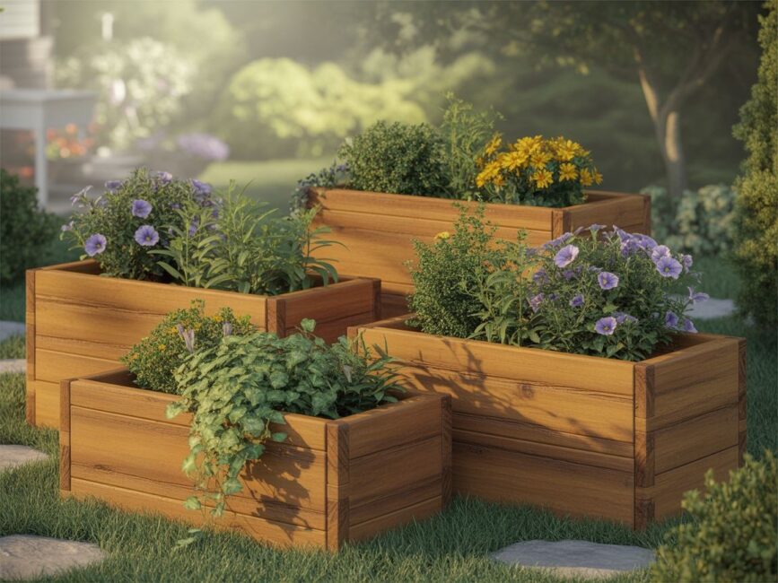 Kwietnik z elementami naturalnymi