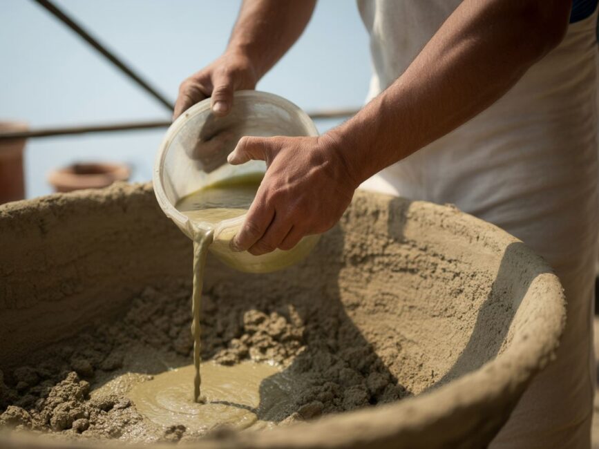 Mieszanie zaprawy szamotowej