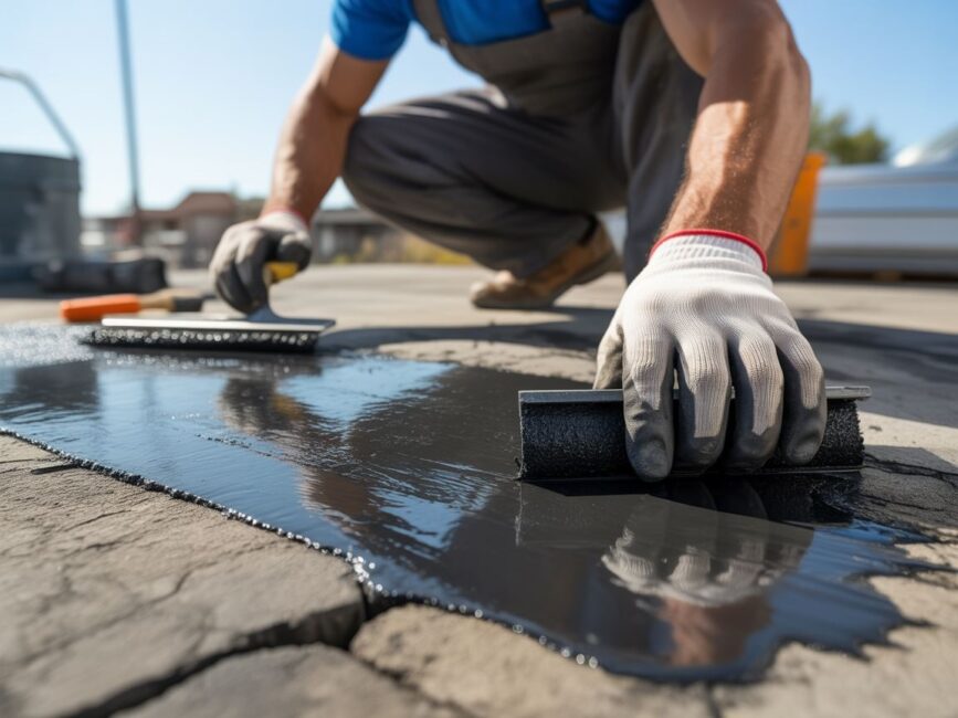 Nakładanie masy bitumicznej