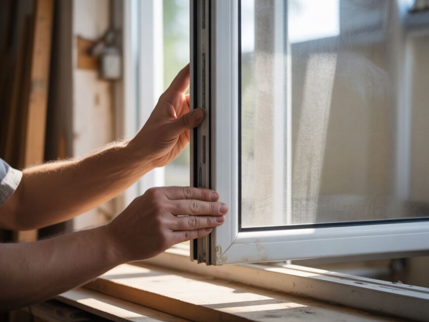 Okno PCV w trakcie demontażu