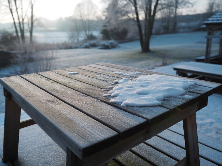 Pokryty śniegiem taras