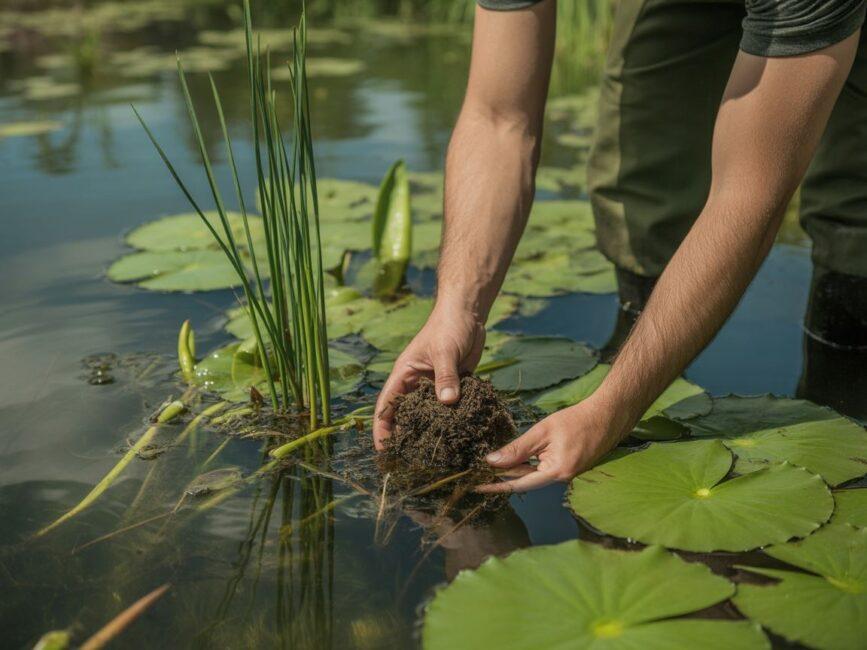 Rośliny wodne w stawie