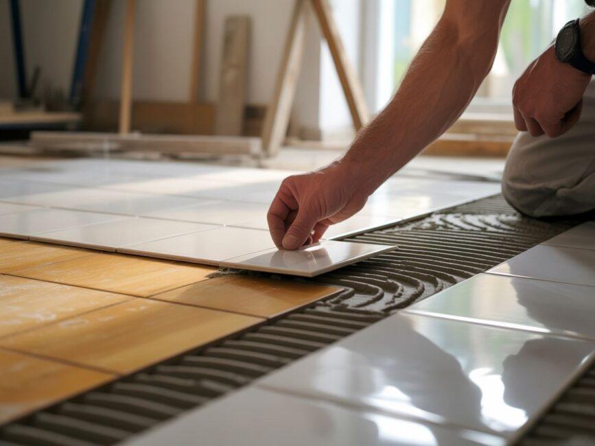 Układanie płytek na drewnie